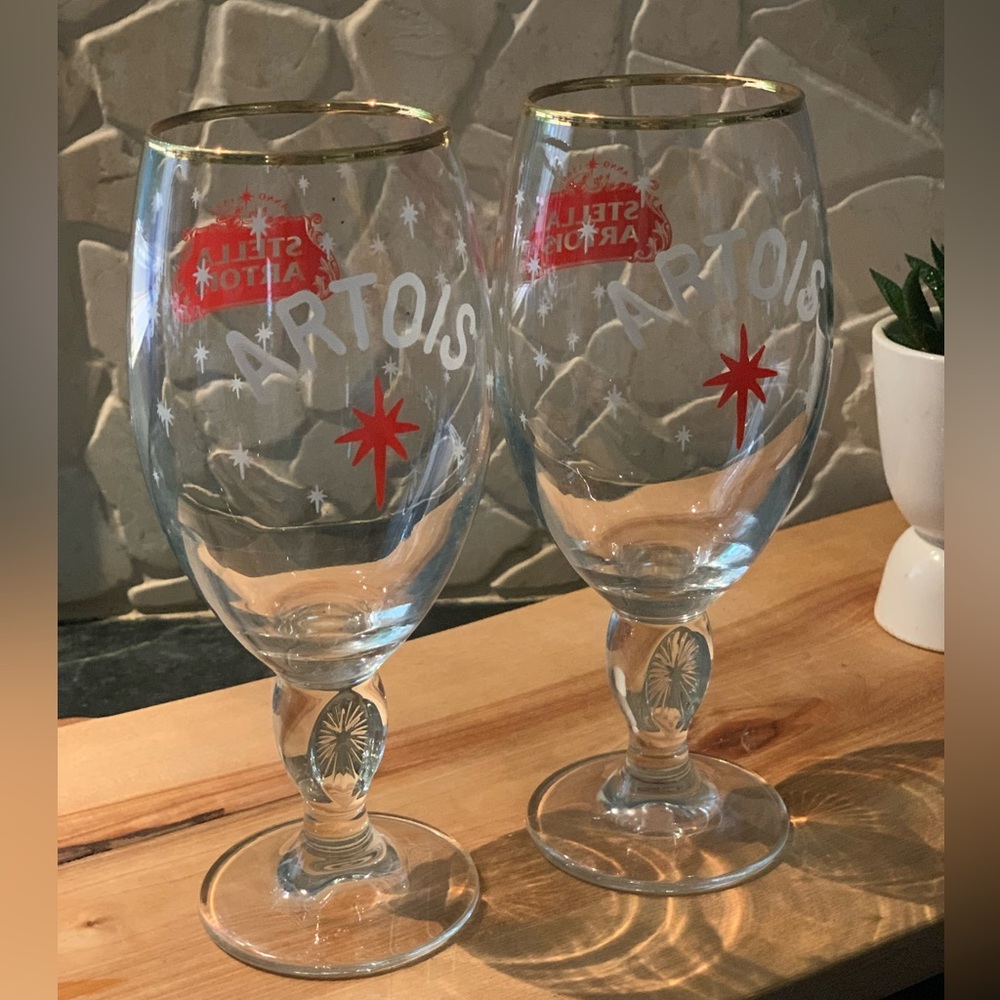 STELLA ARTOIS | Set of 2 | Holiday Special Edition Belgian Style Beer Glasses
